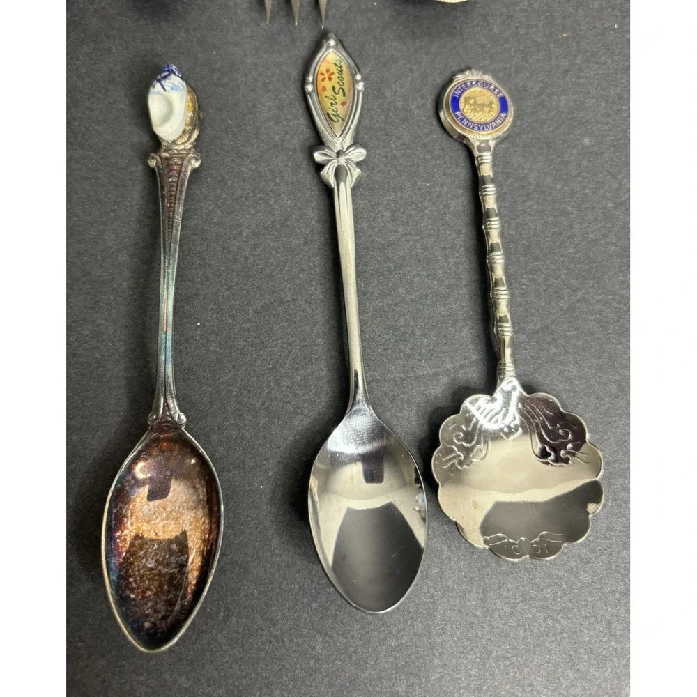 14 United States Souvenir Spoon PA Carmel CA Hampton VA Atlanta SC Girl Scouts